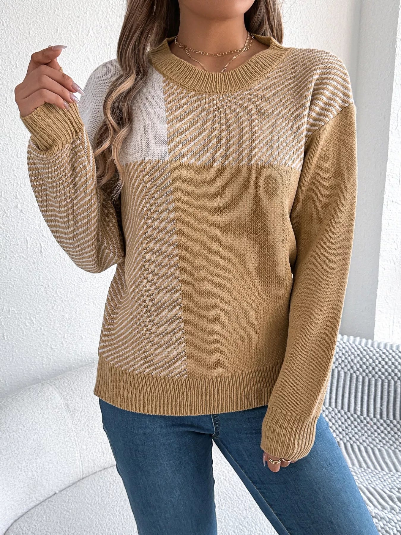 Charlotte Block Round Neck Sweater