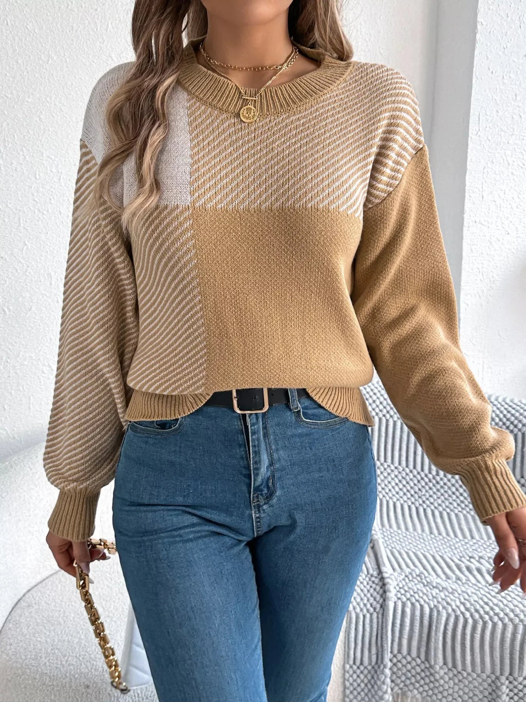 Charlotte Block Round Neck Sweater