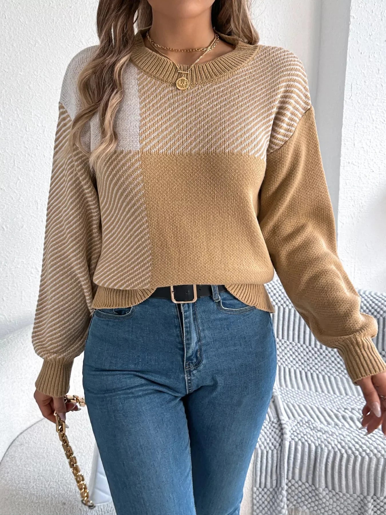 Charlotte Block Round Neck Sweater