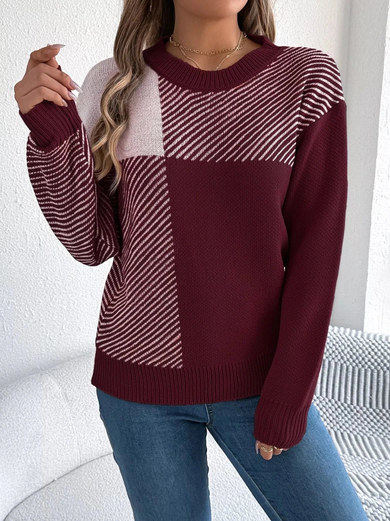 Charlotte Block Round Neck Sweater