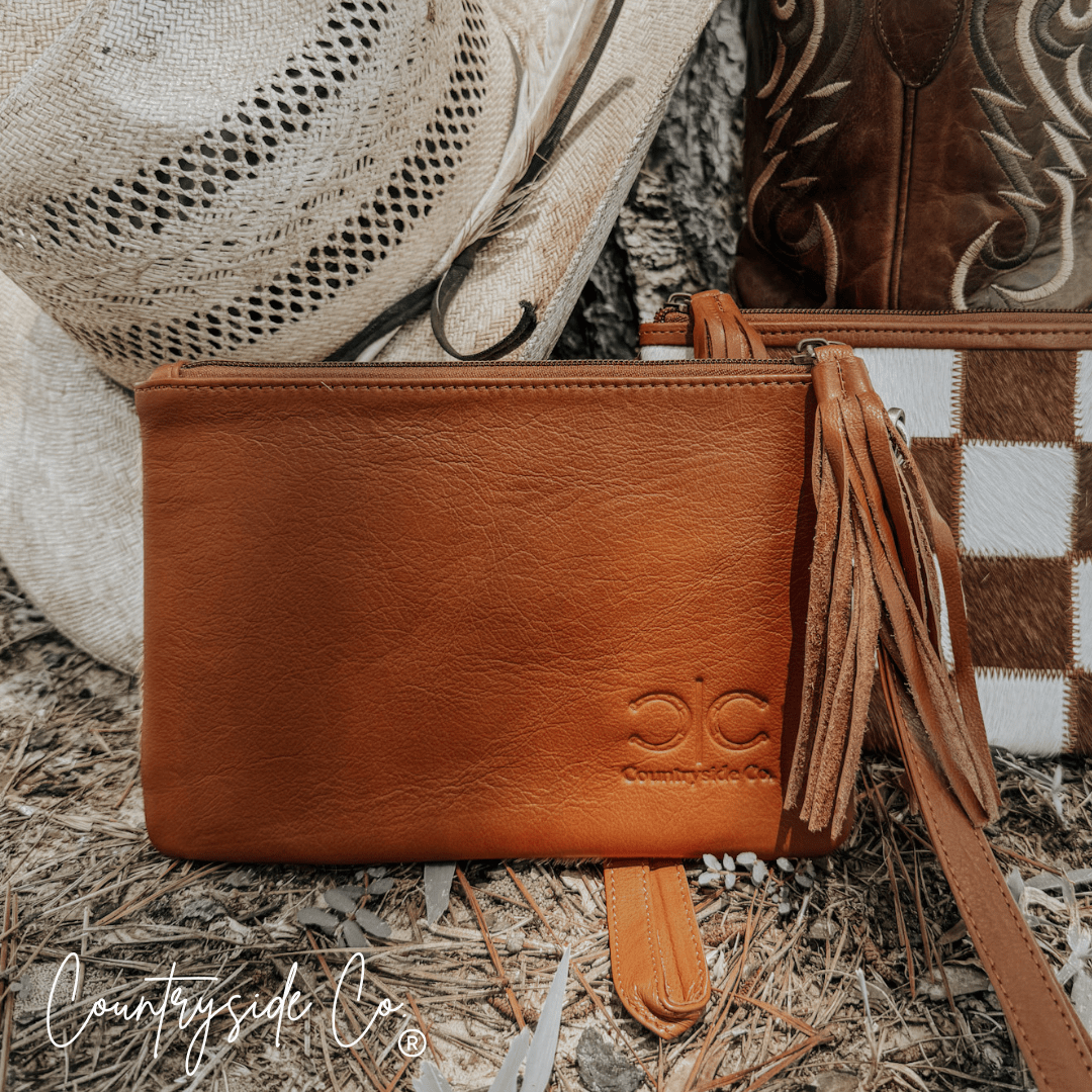 Stockdale Checkered Cowhide Wristlet Pouch - Rustic Avenue