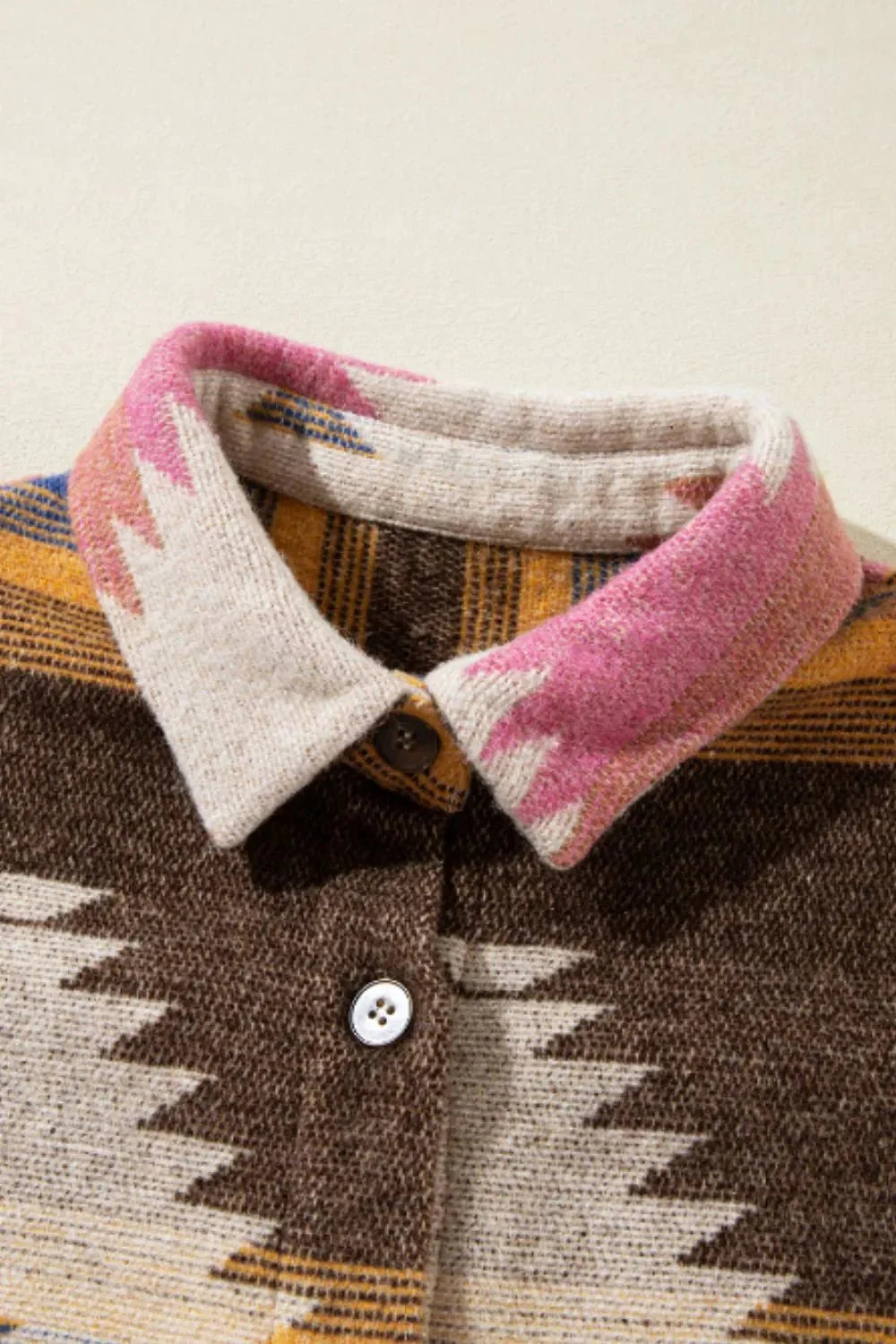 Cheri Geometric Button Up Long Sleeve Jacket