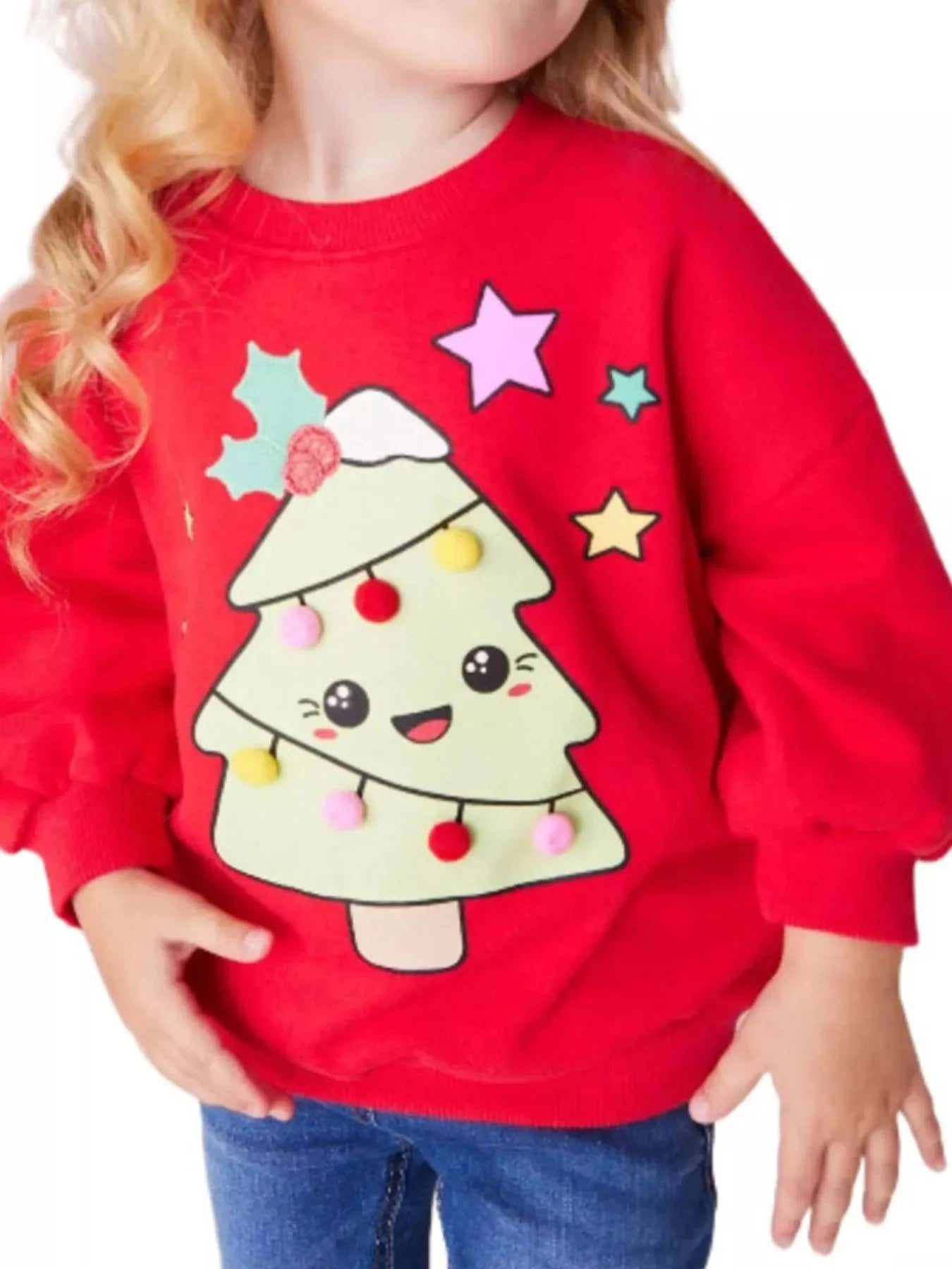 Children's Christmas Tree Pom Pom Sweatshirt