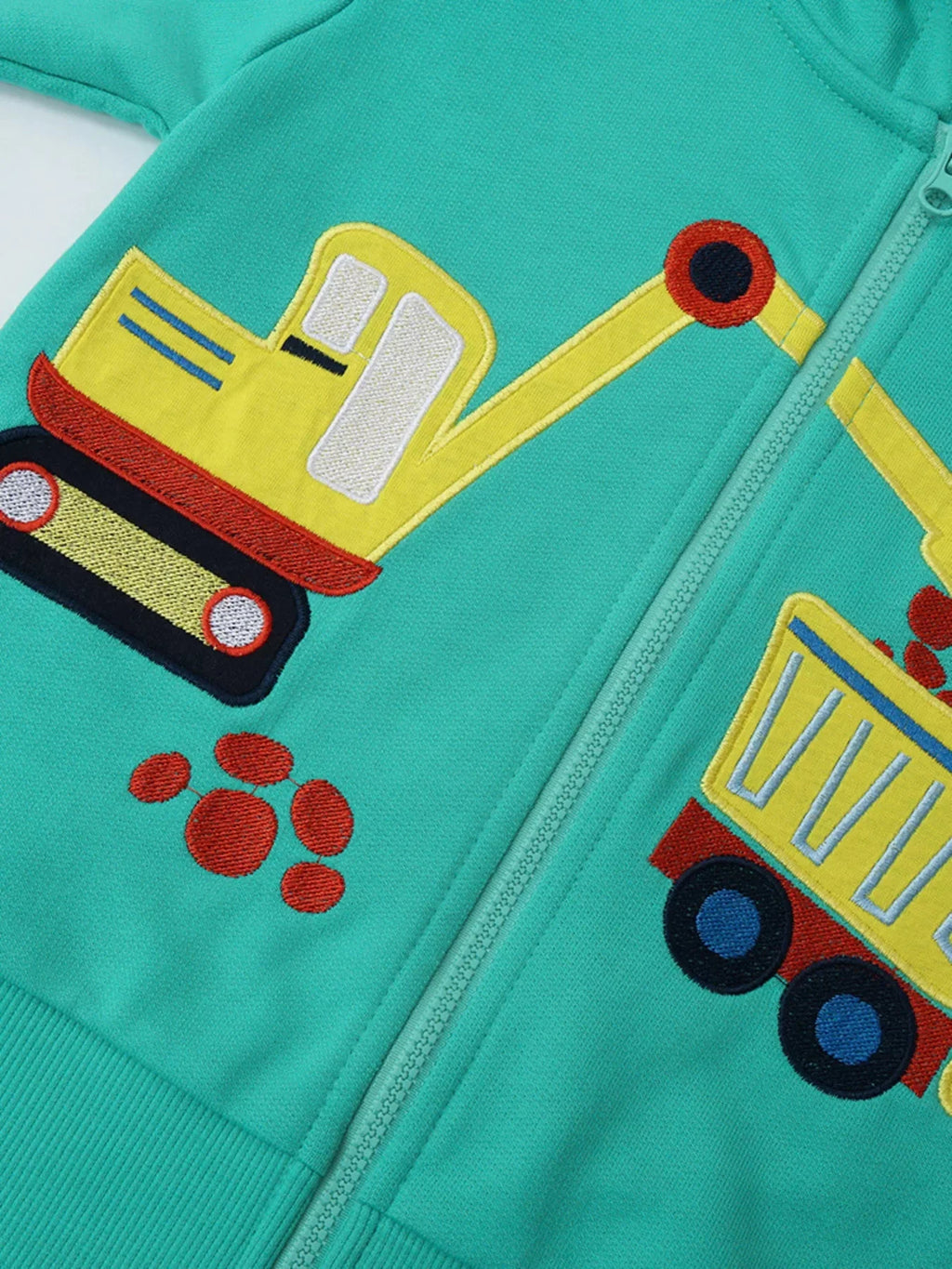 Children's Construction Vehicle Zip-Up Hoodie - 2Y - 8Y
