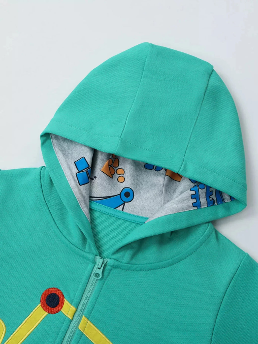 Children's Construction Vehicle Zip-Up Hoodie - 2Y - 8Y