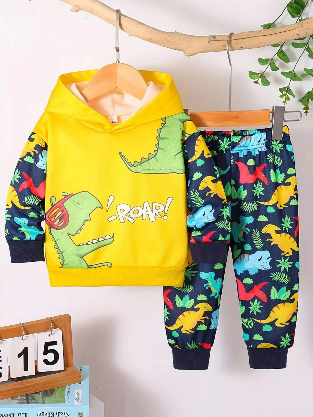 Children's Dinosaur Print Hoodie and Pants Set - 6M - 3Y