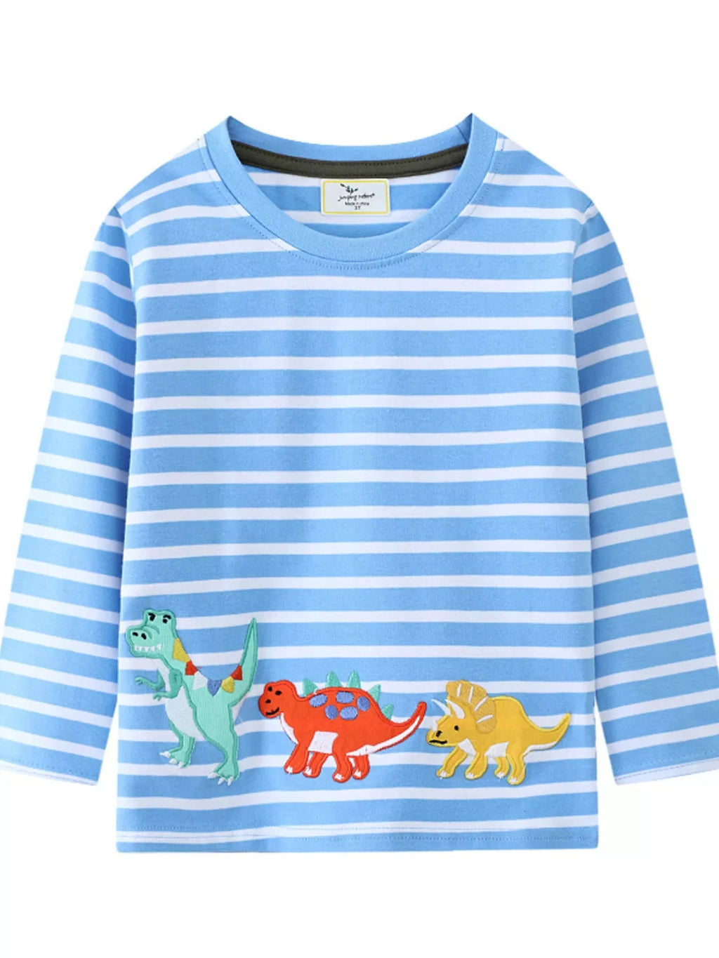 Children's Dinosaur Striped Long Sleeve T-Shirt