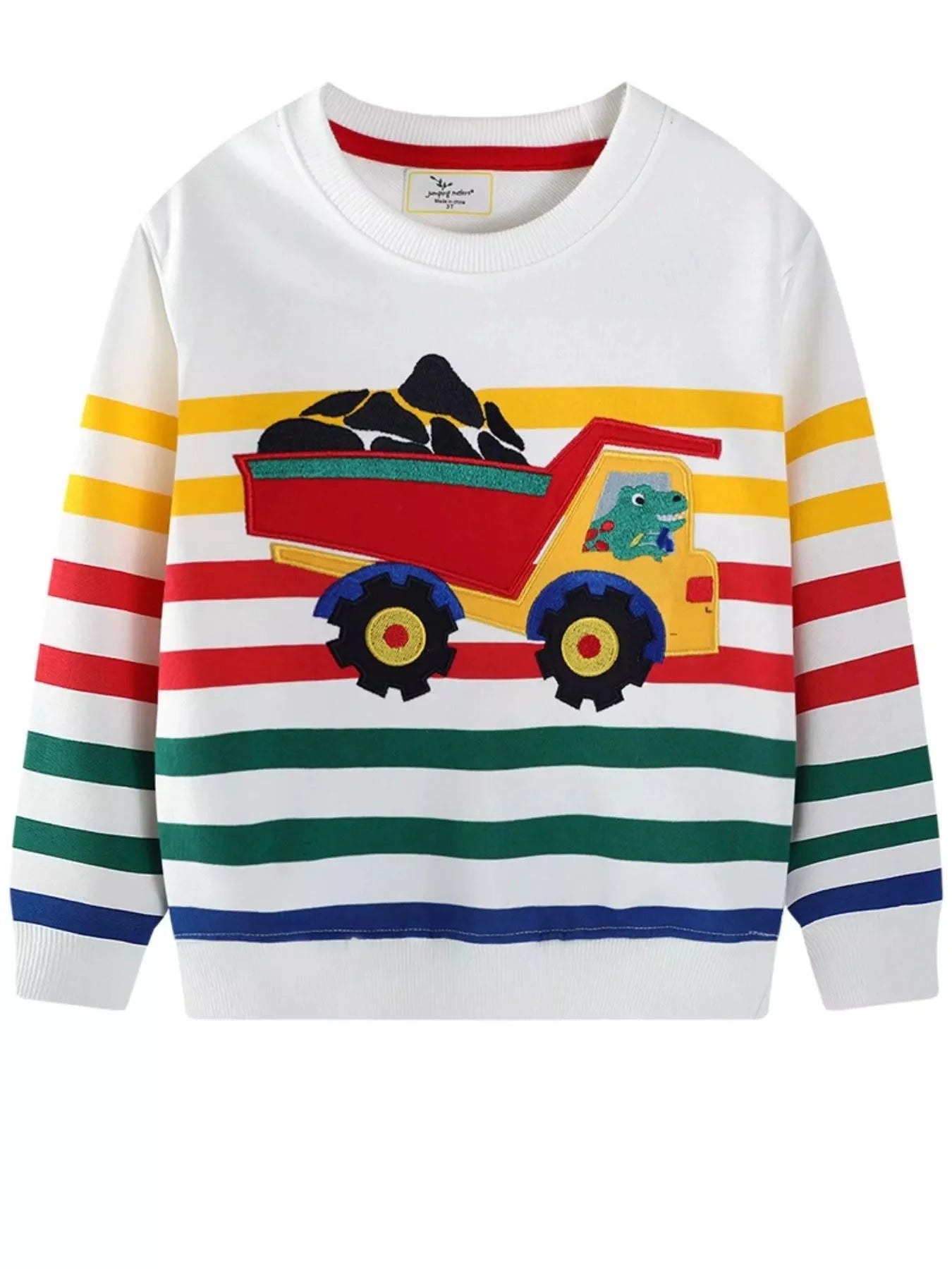 Children's Dump Truck Striped Sweatshirt