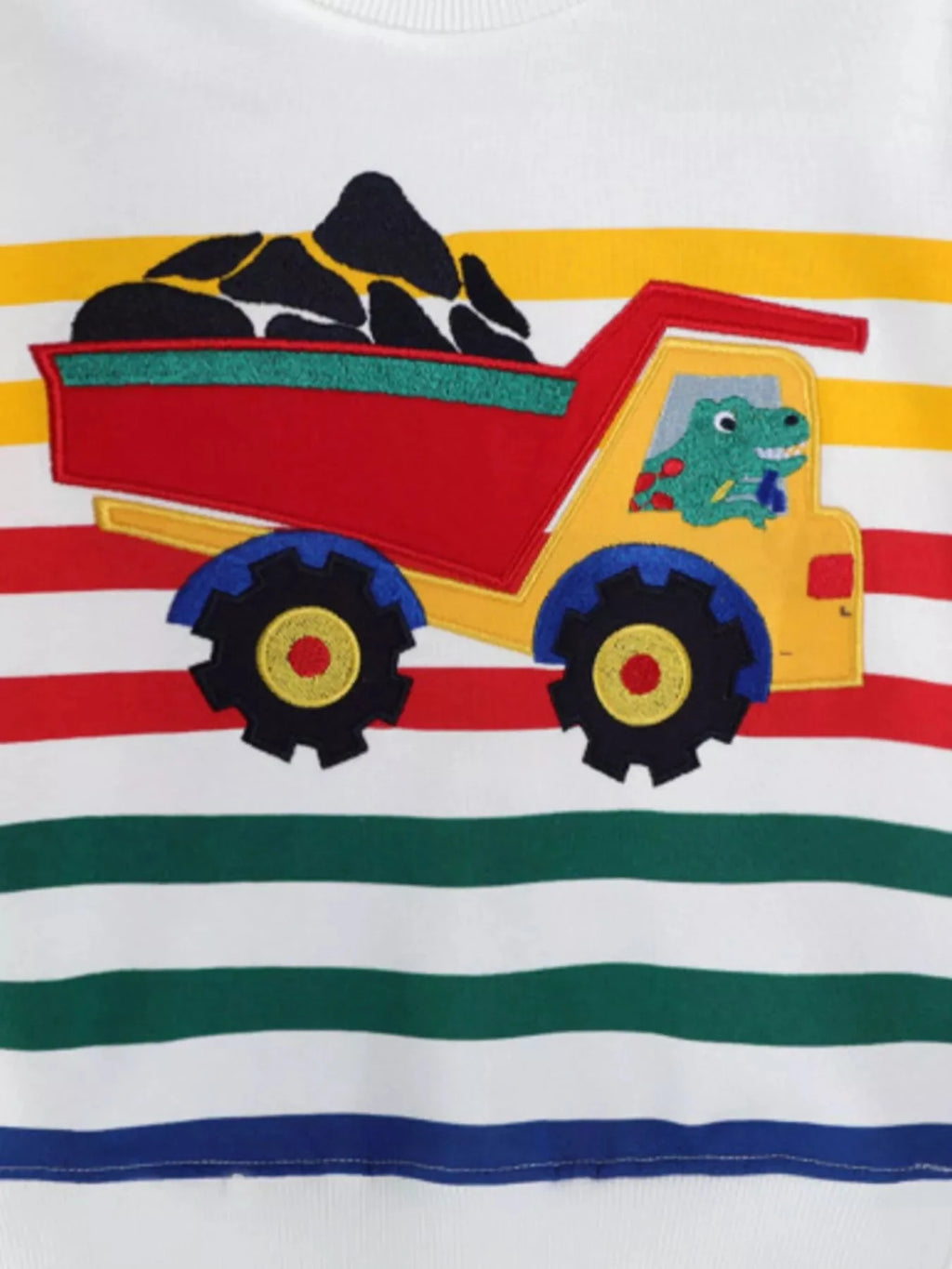 Children's Dump Truck Striped Sweatshirt