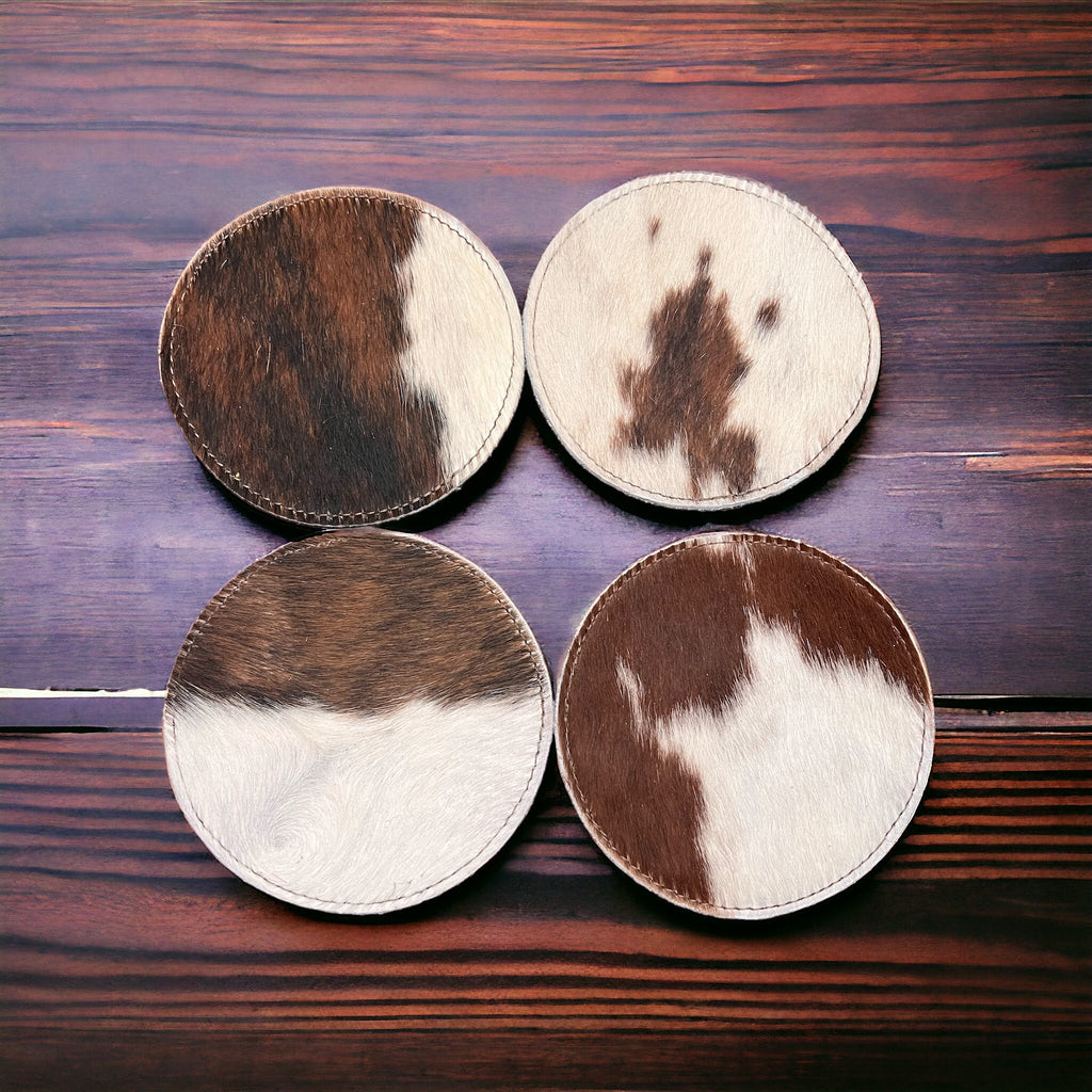Classic Cowhide Coasters - 1 each - Rustic Avenue