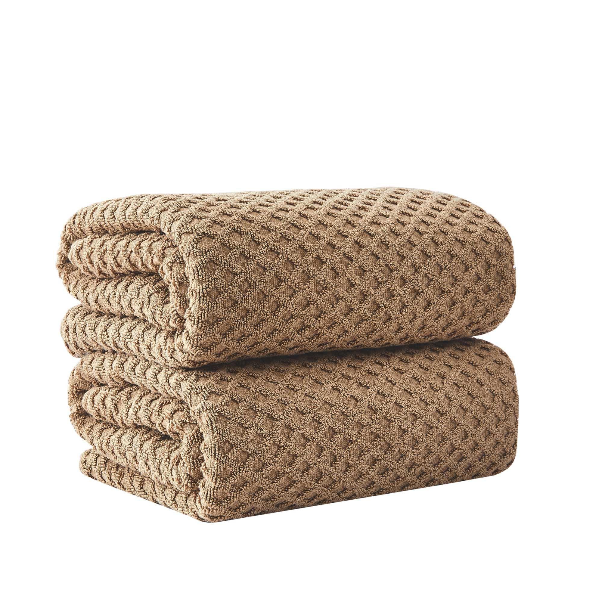 Cotton Diamond Waffle Weave Bath Towel Set - Grayson Collection - Rustic Avenue