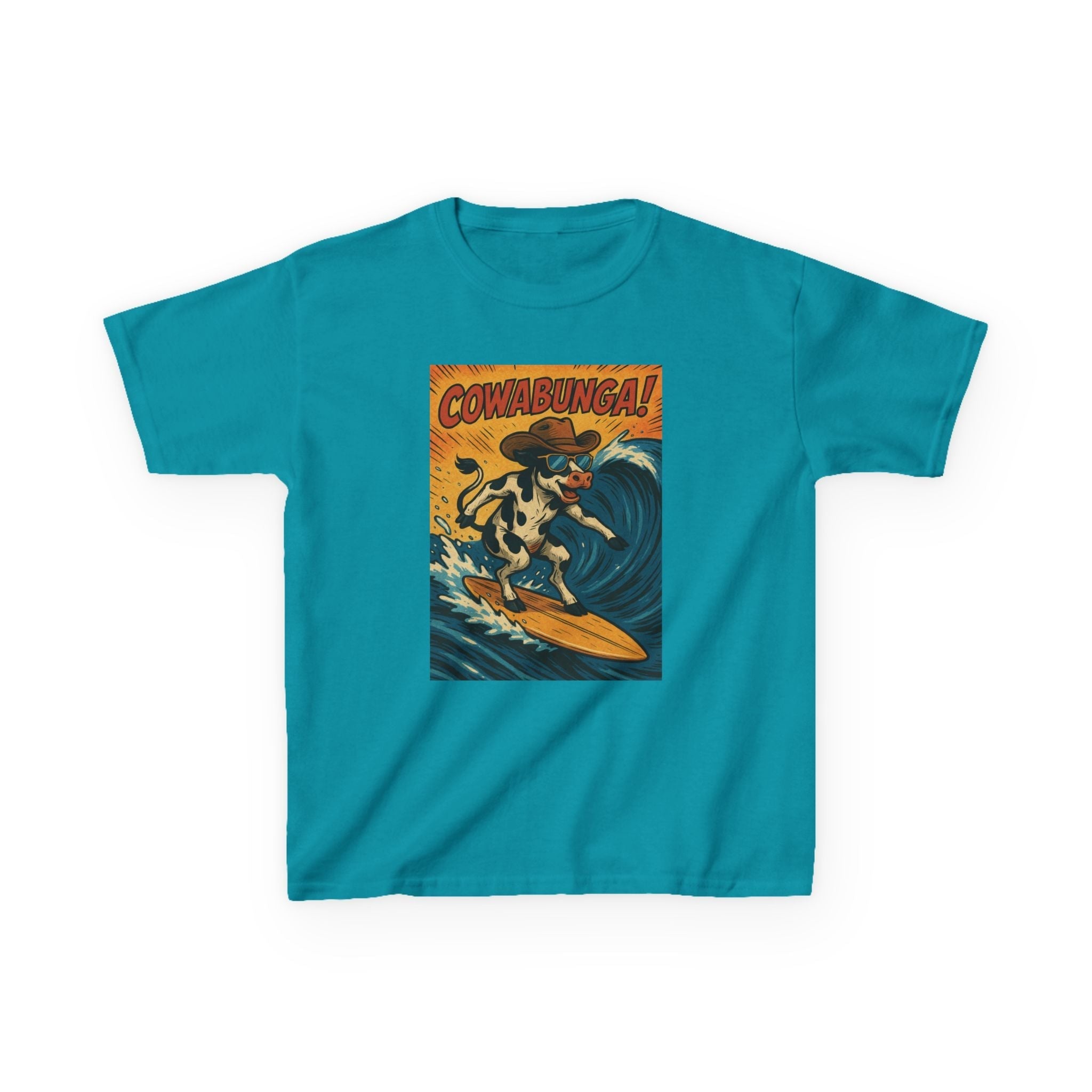 Cowabunga Surfing Cow Kids Tee