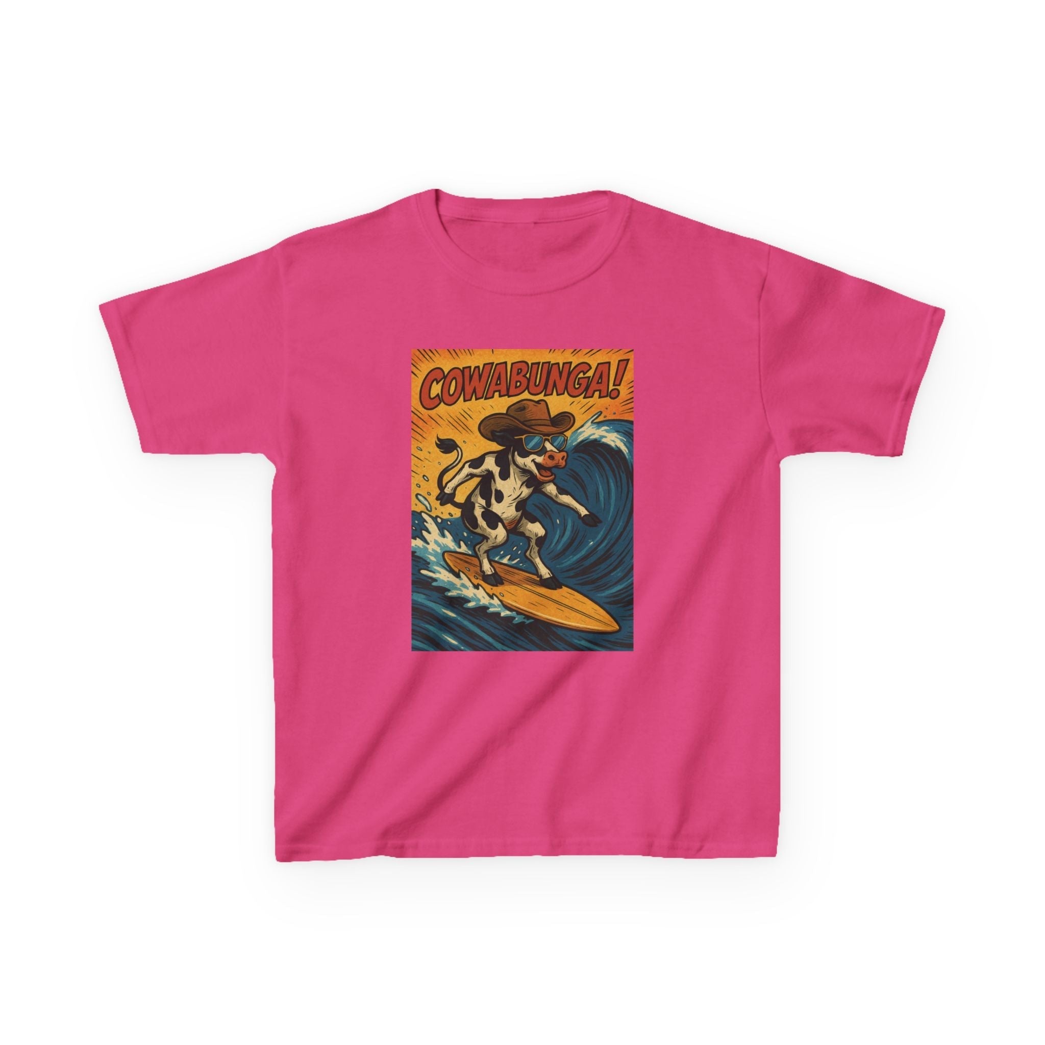 Cowabunga Surfing Cow Kids Tee
