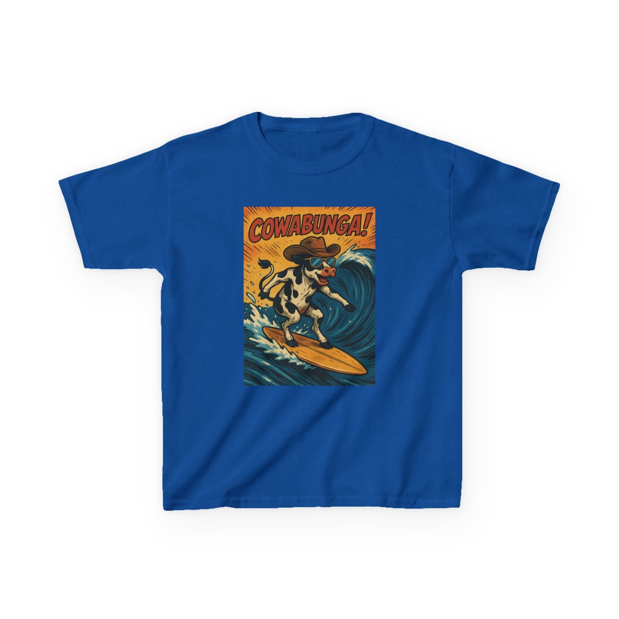 Cowabunga Surfing Cow Kids Tee