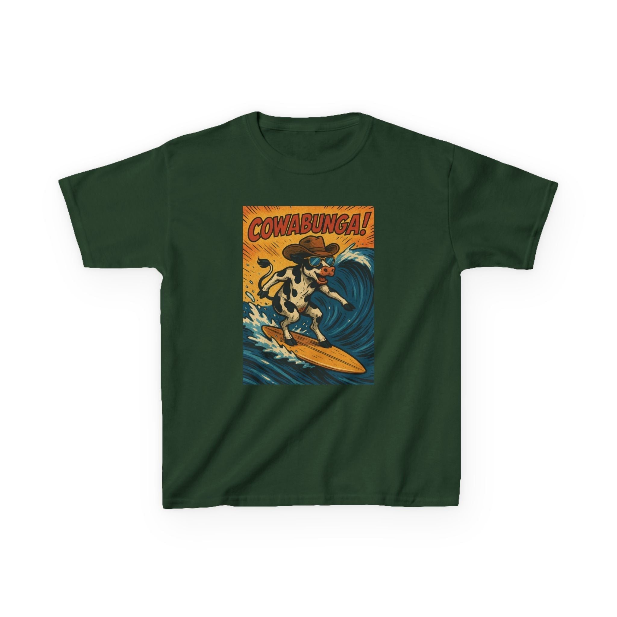 Cowabunga Surfing Cow Kids Tee
