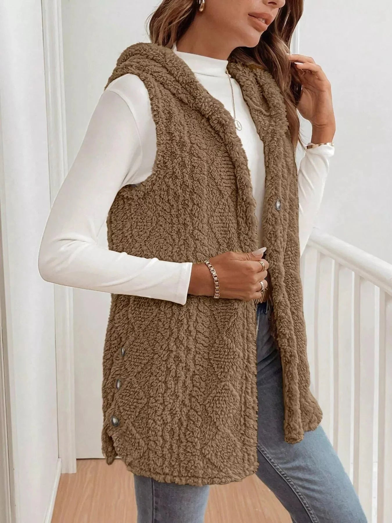 Cozy Sherpa Fleece Hooded Vest Coat - 4 Color Options