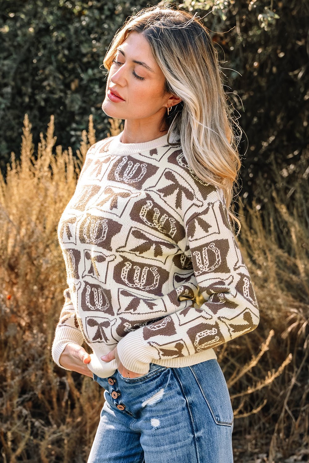 Sofia Western Fashion Print Sweater - Rustic Avenue