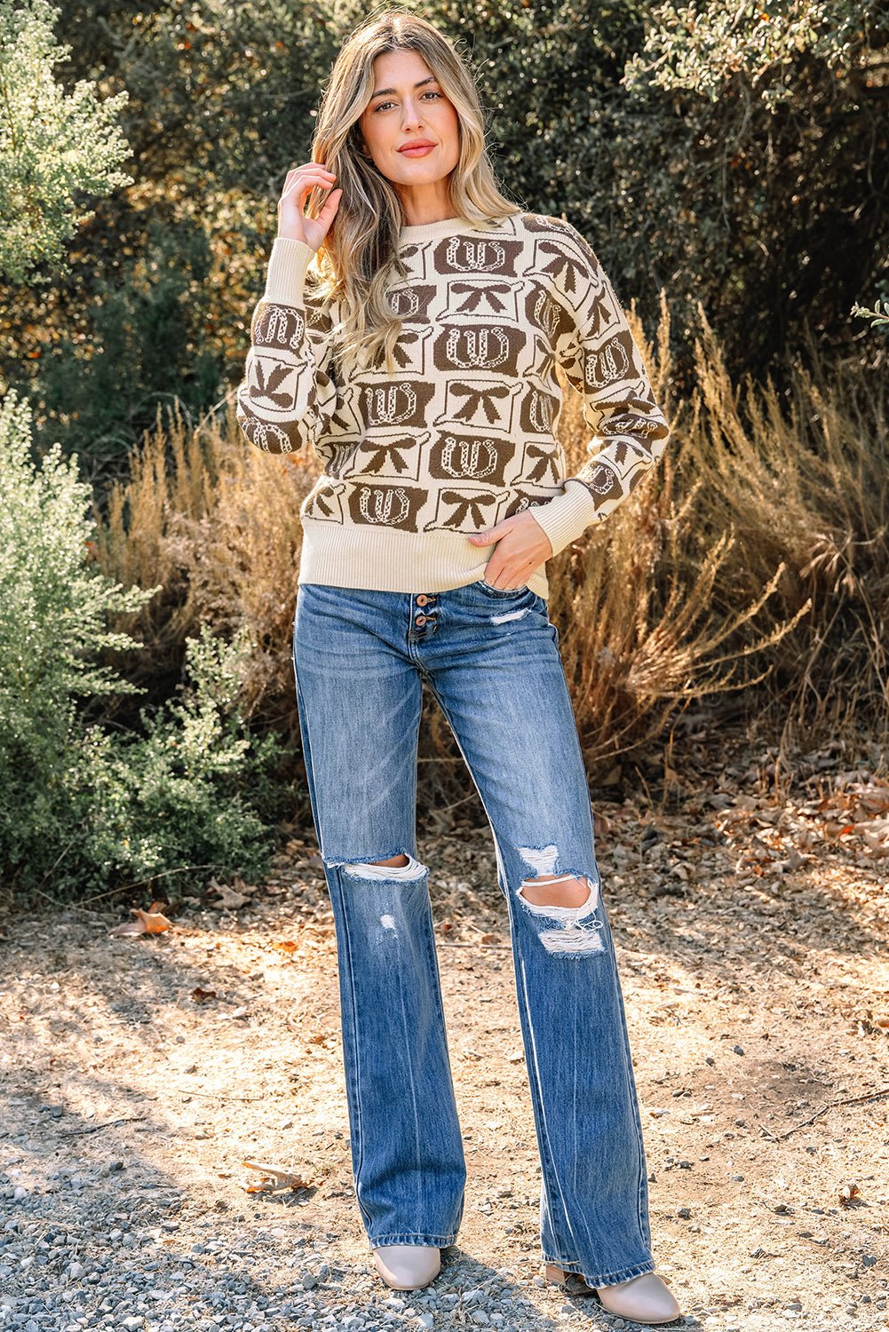 Sofia Western Fashion Print Sweater - Rustic Avenue