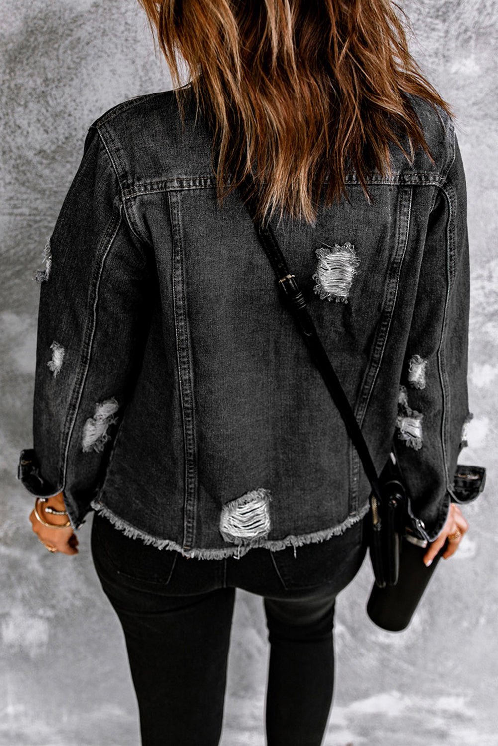 Sofibelle Distressed Raw Hem Jacket - Rustic Avenue