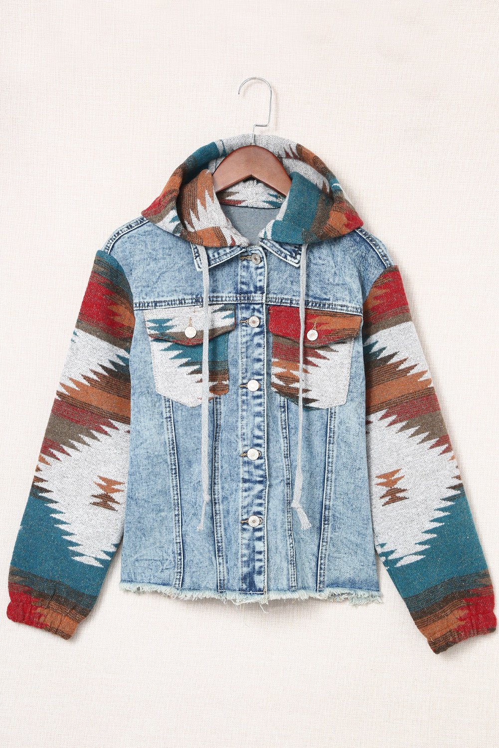 Emily Print Frayed Hem Jacket - Rustic Avenue