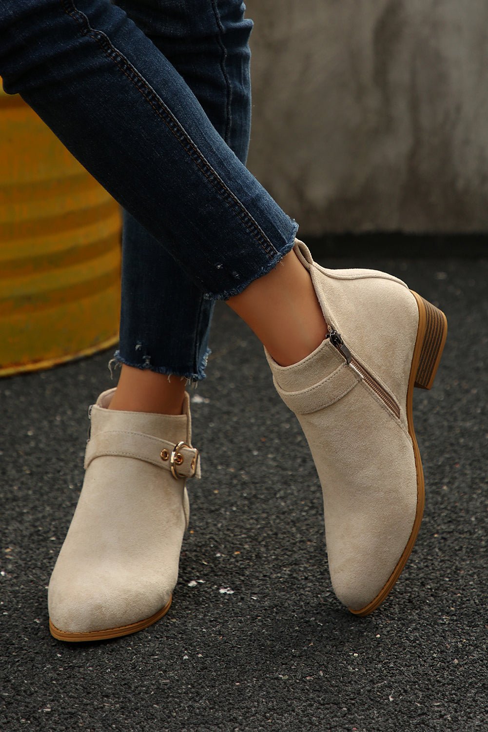 Eleanor Chunky Heel Suede Boots - Rustic Avenue