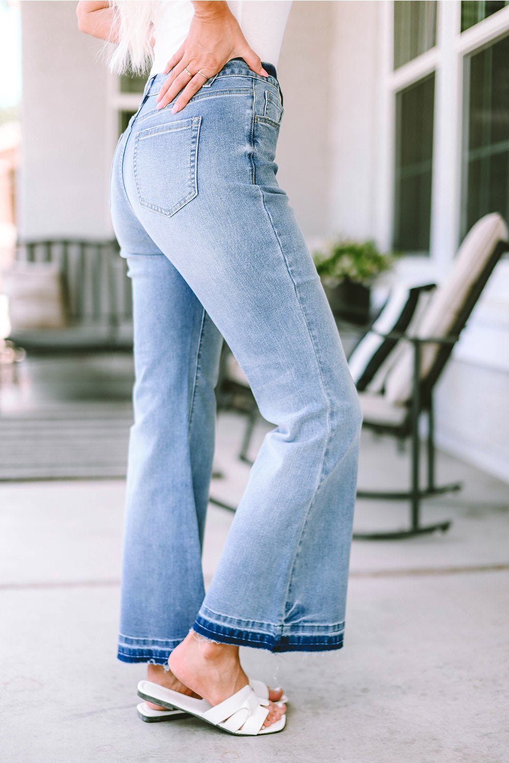 Kyra Waist Distressed Flared Jeans - Rustic Avenue