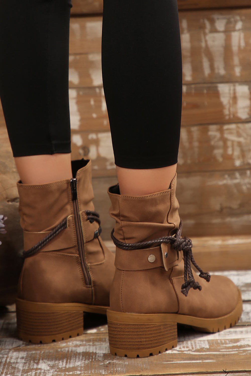 Mila Strap Side Zip Boots - Rustic Avenue