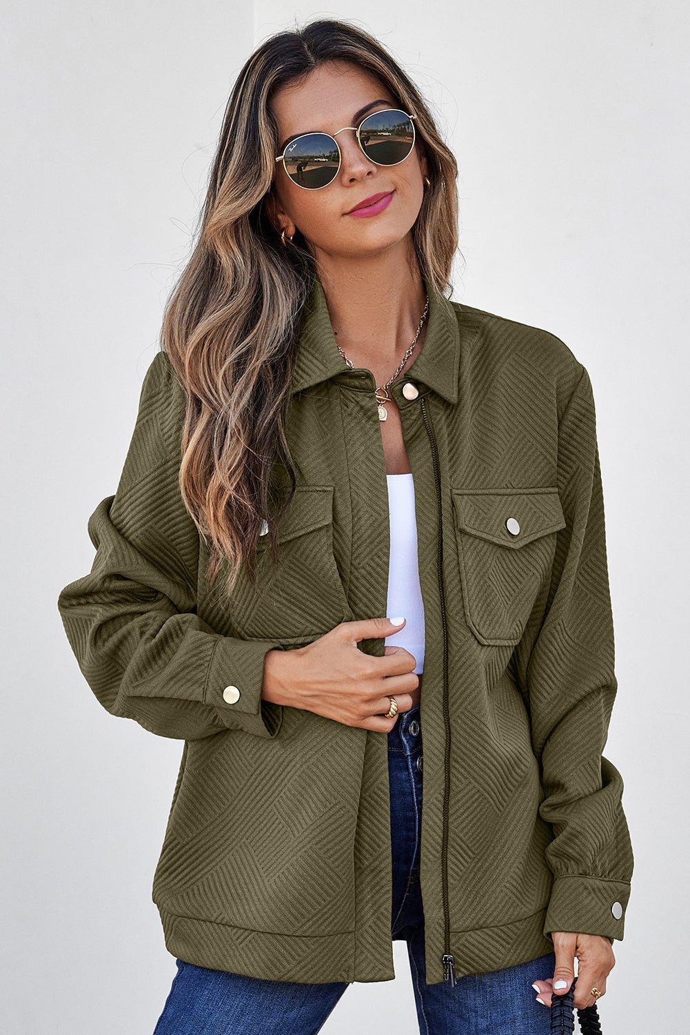 Remi Zip Up Flap Shirt - Rustic Avenue