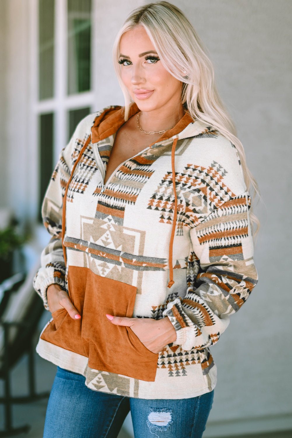 Isabella Kangaroo Half Zip Hoodie - Rustic Avenue