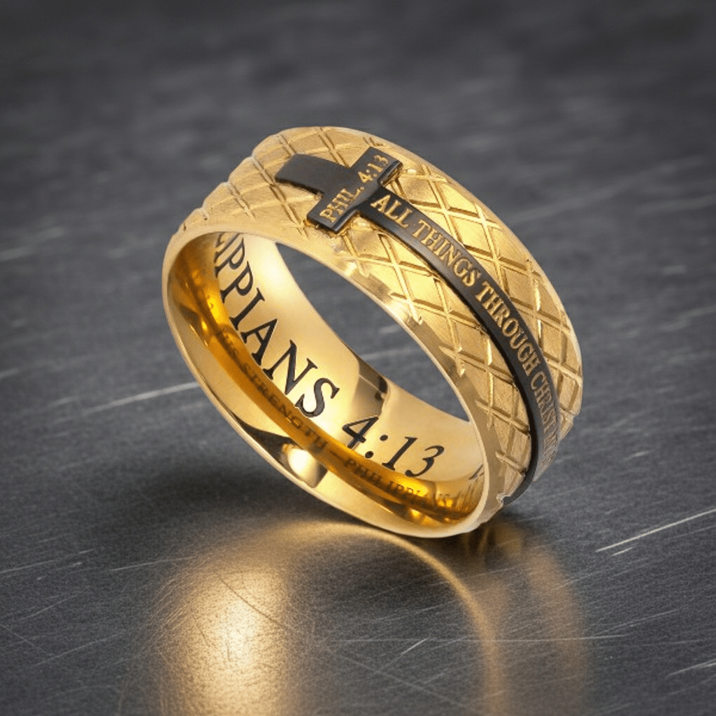 Gold Diamond Back Cross Ring - Rustic Avenue