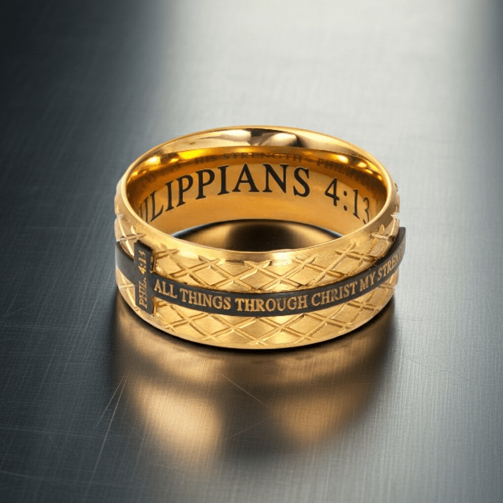 Gold Diamond Back Cross Ring - Rustic Avenue