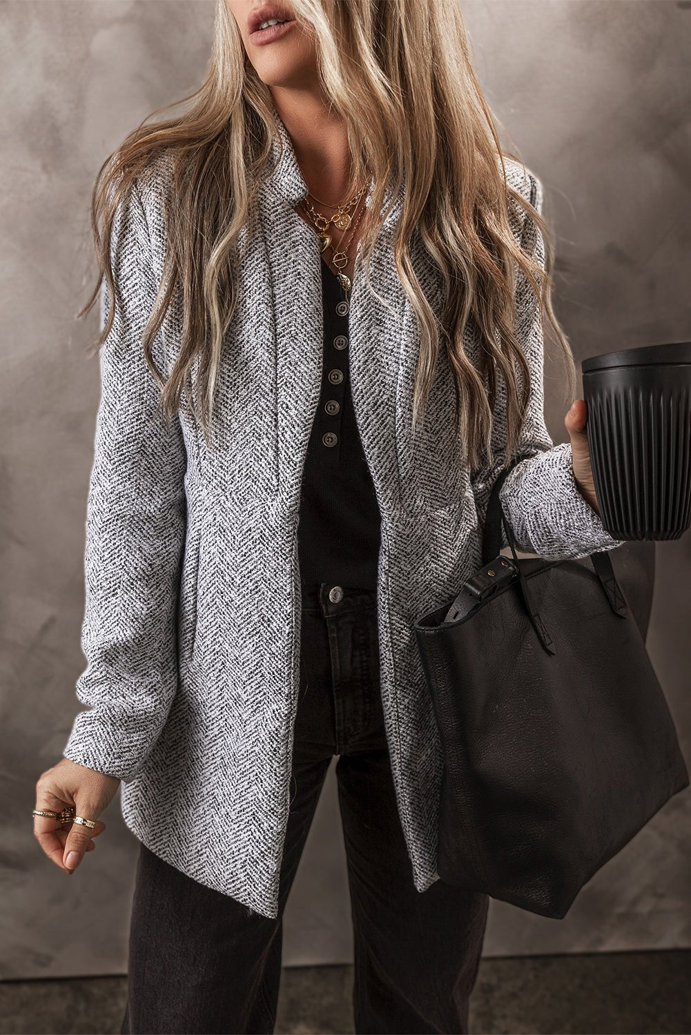Aitana Lapel Collar Long Jacket with Pocket - Rustic Avenue