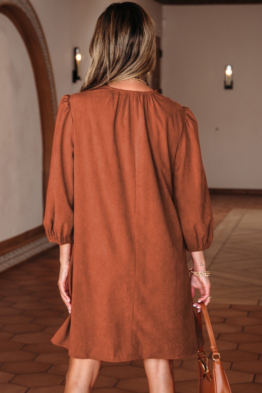 Yaranina Pleated Corduroy Mini Dress - Rustic Avenue