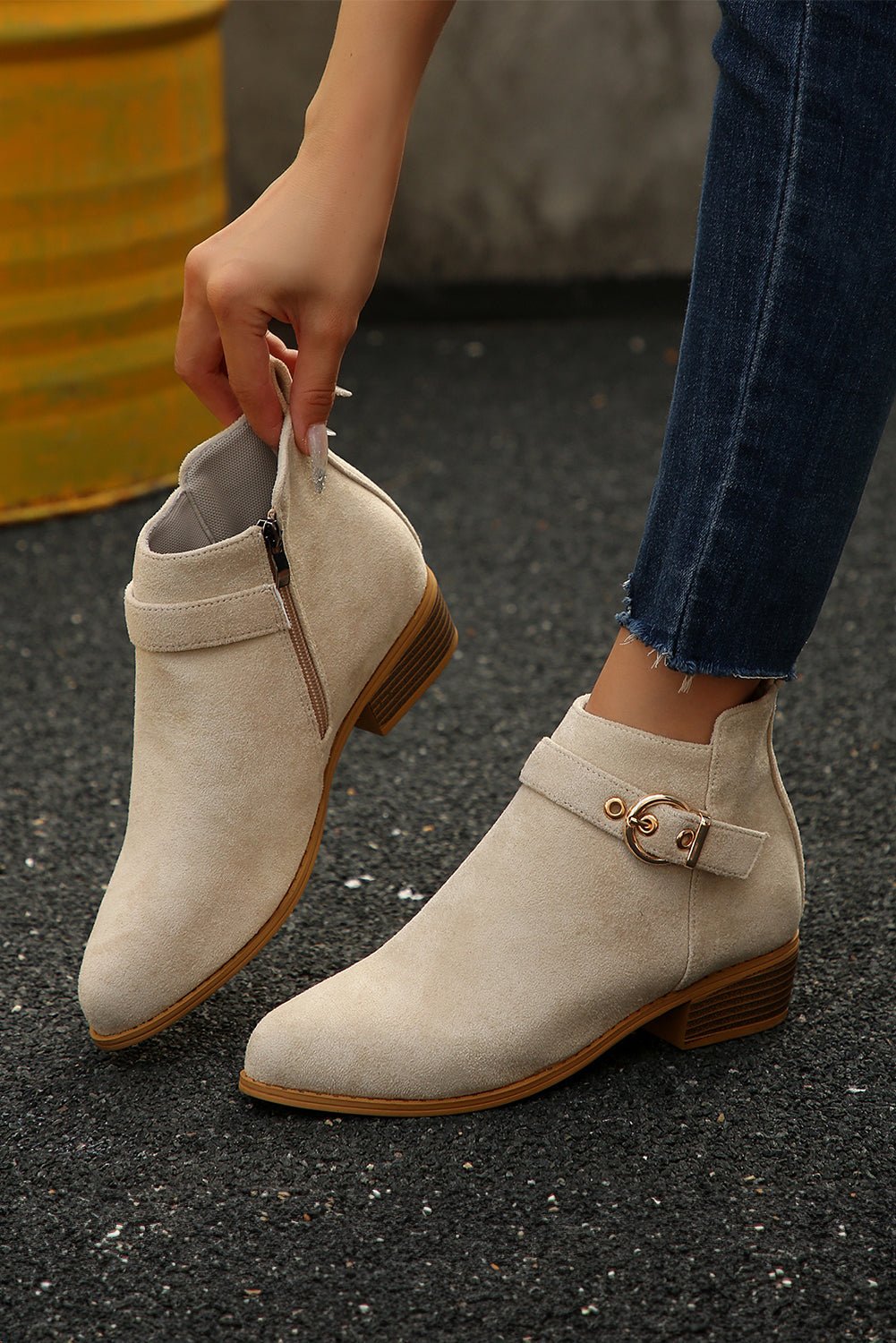Eleanor Chunky Heel Suede Boots - Rustic Avenue