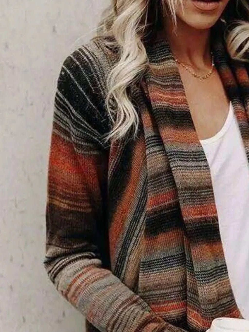 Fringe Long Sleeve Wrap Cardigan Button Fasten
