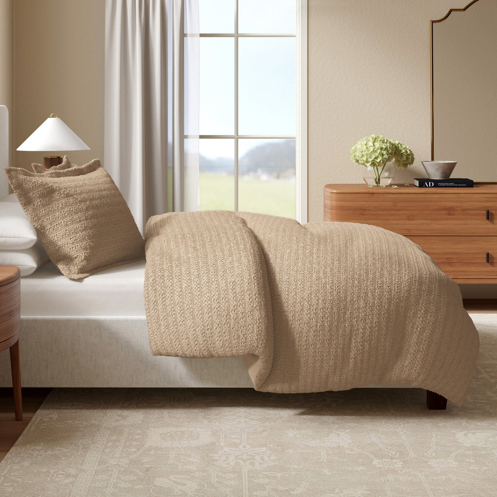 100% Cotton Honeycomb Waffle Duvet Set - Mattea Collection - Rustic Avenue