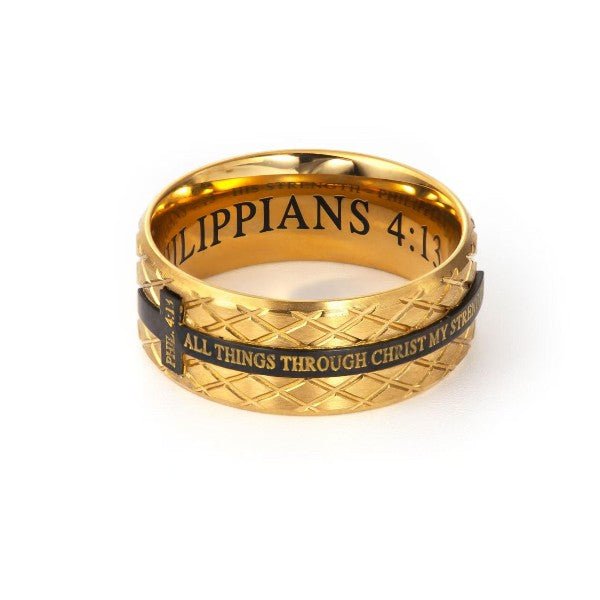 Gold Diamond Back Cross Ring - Rustic Avenue
