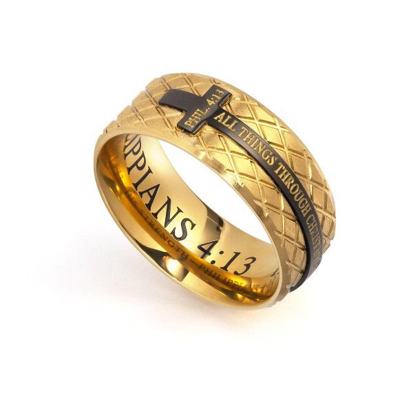 Gold Diamond Back Cross Ring - Rustic Avenue