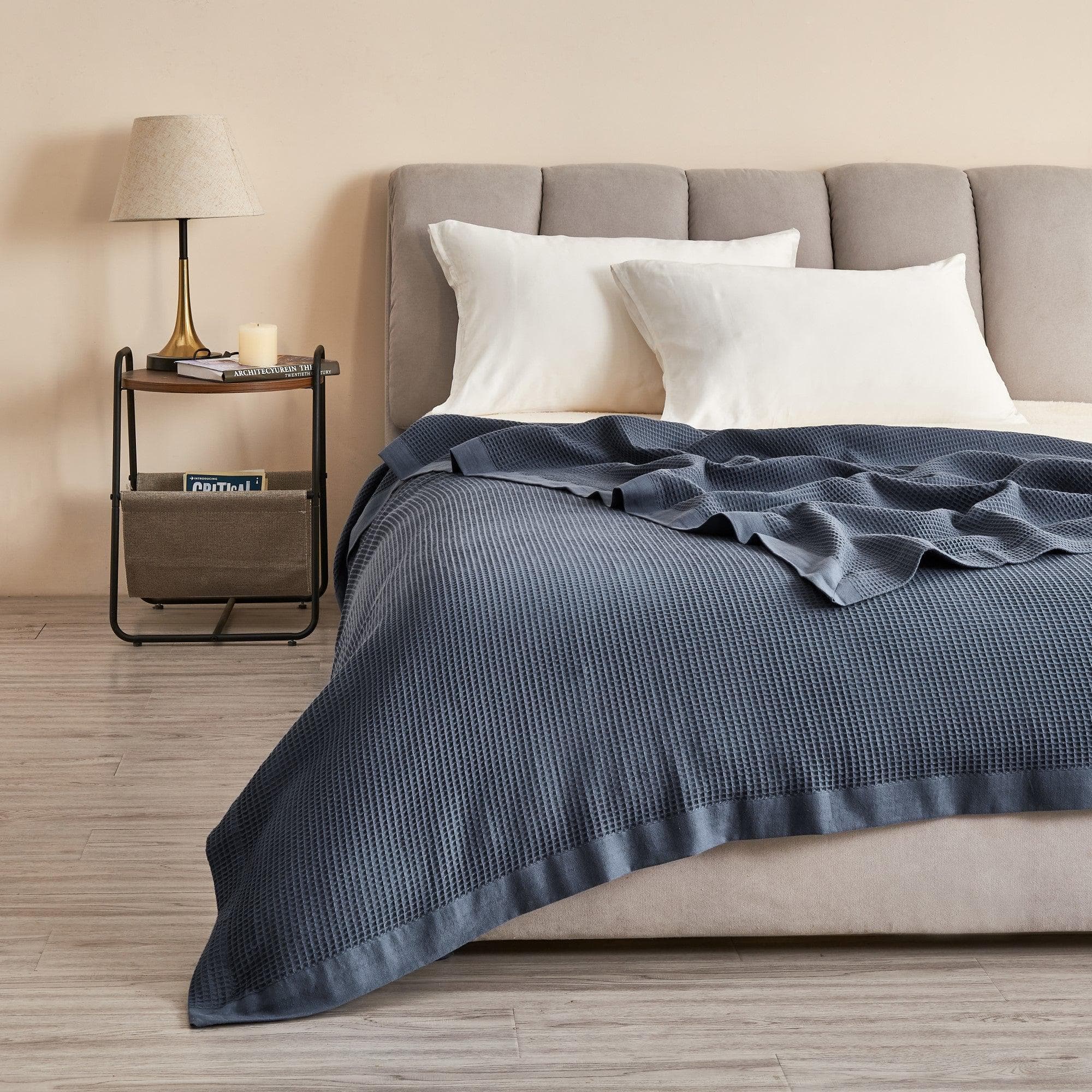 100% Cotton Small Waffle Weave Blanket - Hazel Collection - Rustic Avenue