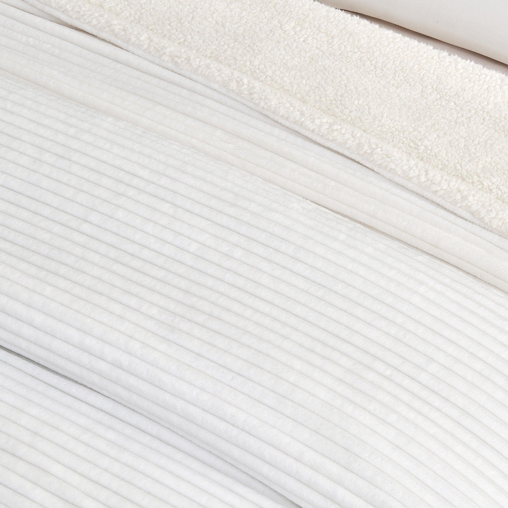 Ribbed Sherpa Throw Blanket - Corduroy Collection - Rustic Avenue