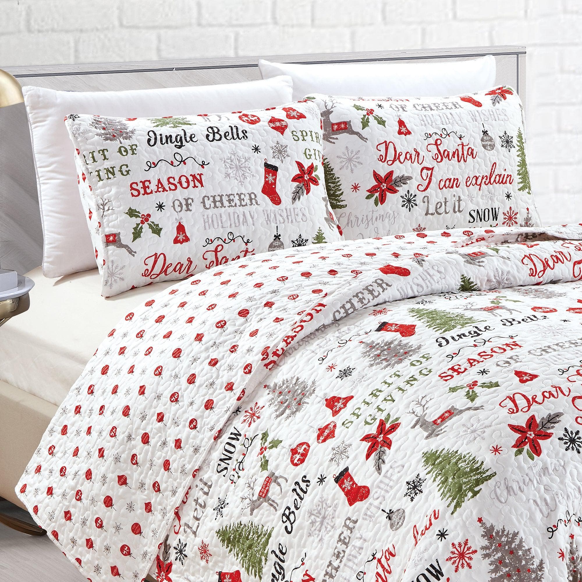 Holiday 3 Piece Quilt Set - Carol Collection - Rustic Avenue