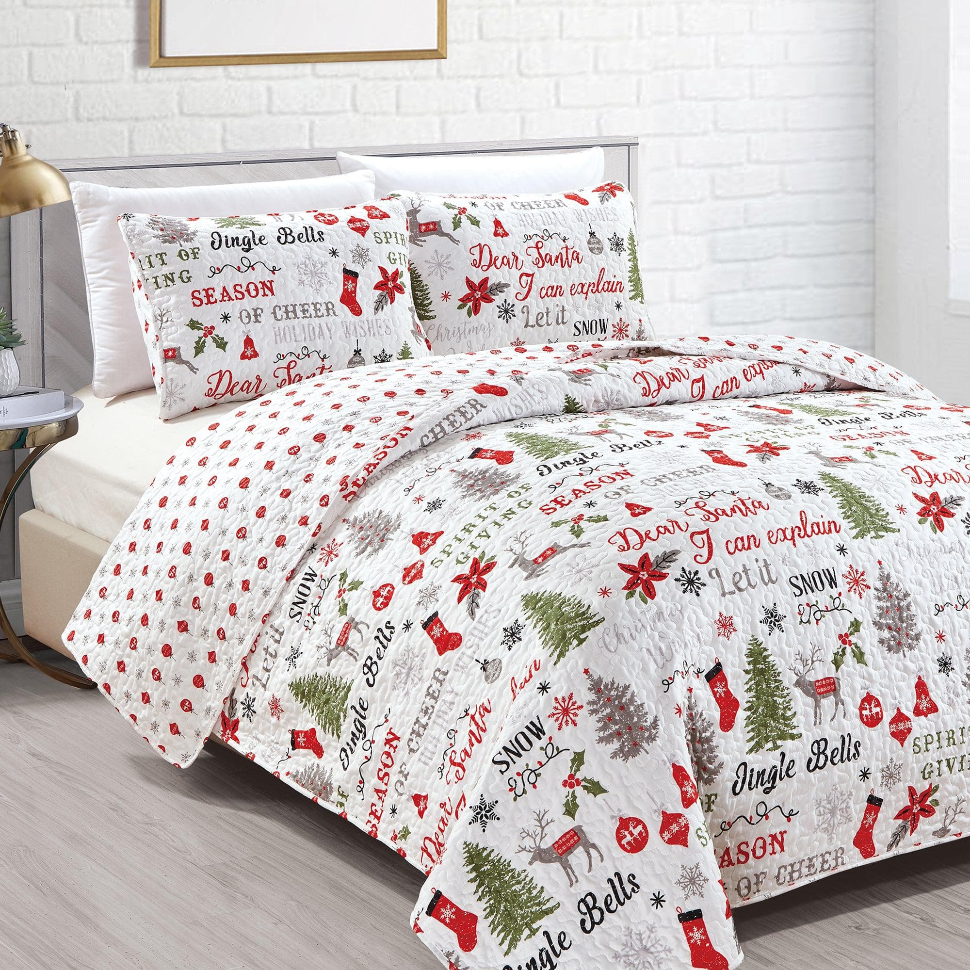 Holiday 3 Piece Quilt Set - Carol Collection - Rustic Avenue