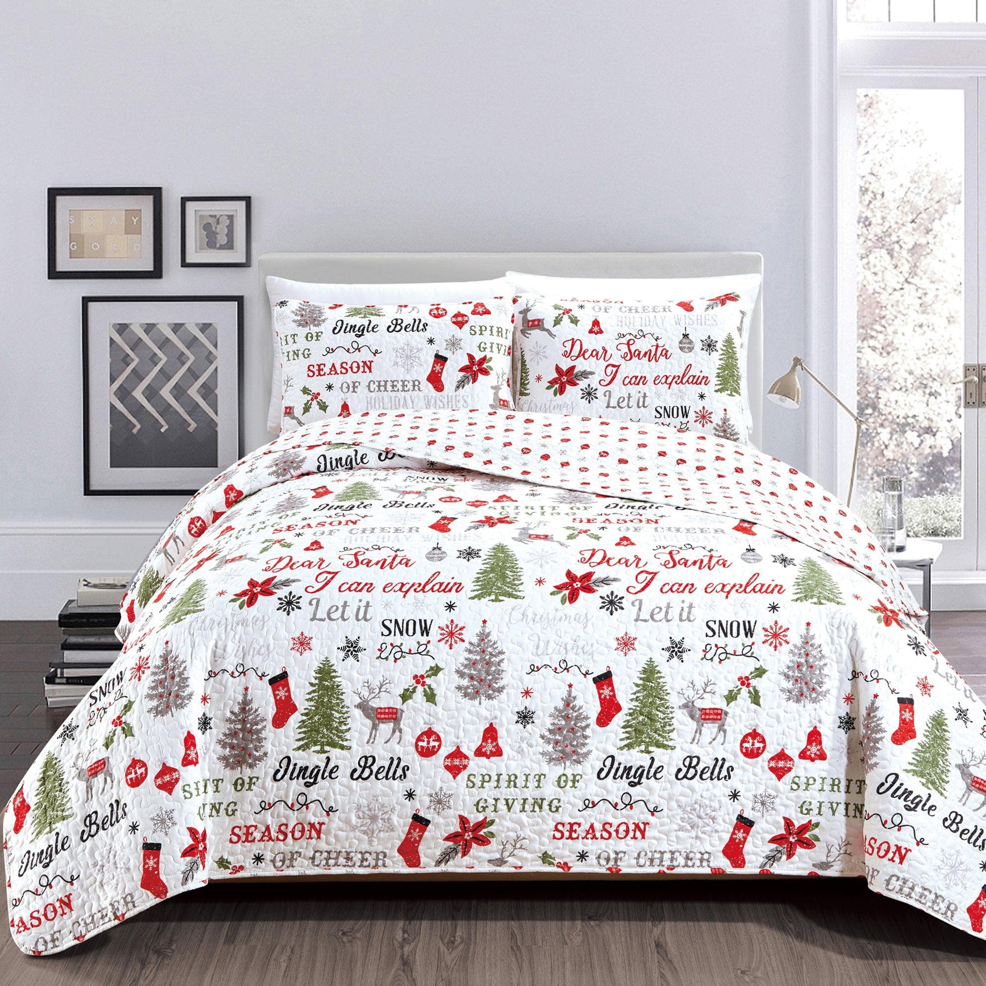 Holiday 3 Piece Quilt Set - Carol Collection - Rustic Avenue