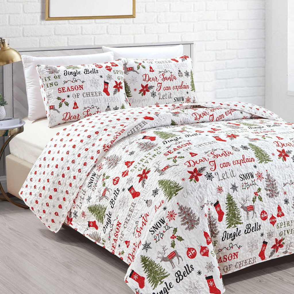 Holiday 3 Piece Quilt Set - Carol Collection - Rustic Avenue