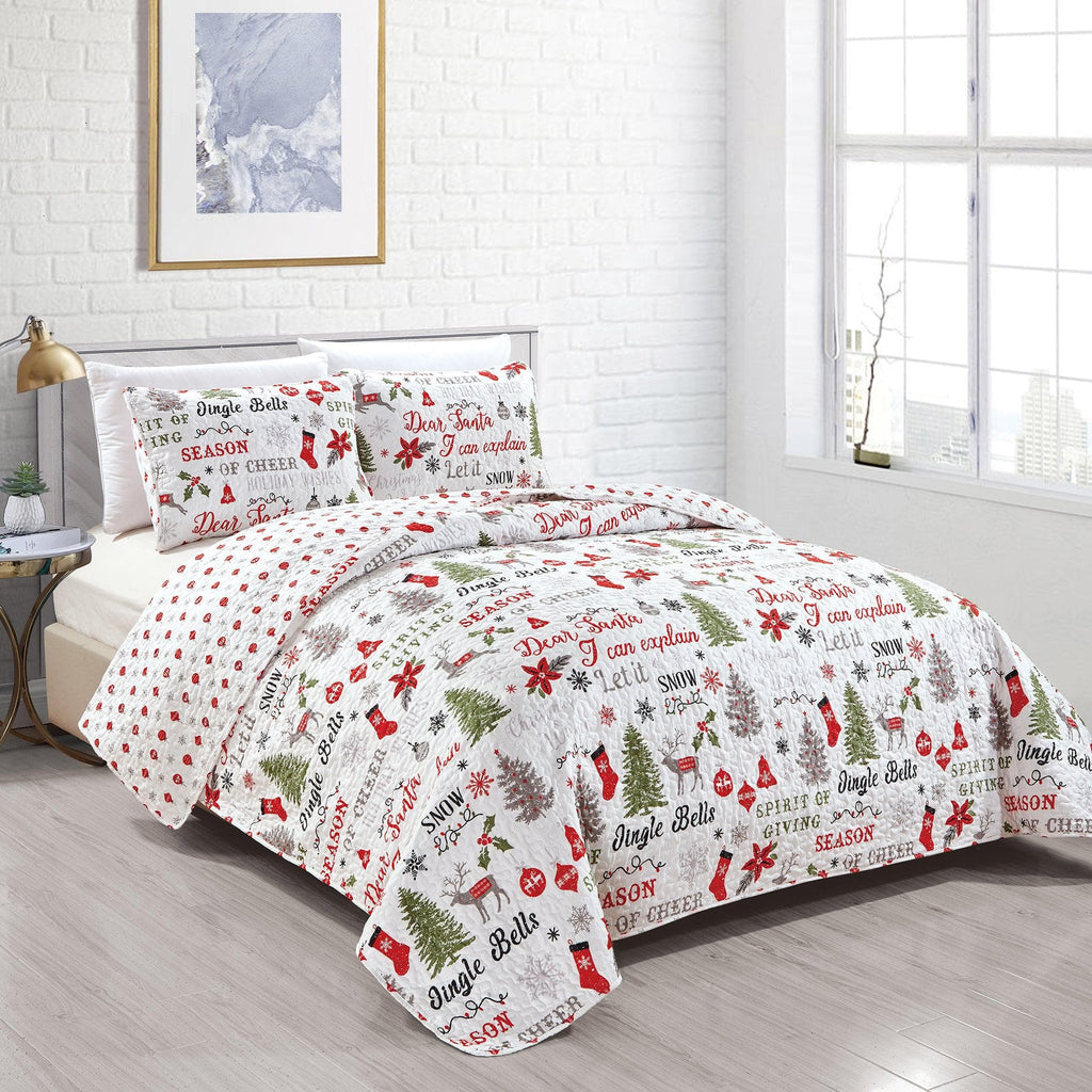 Holiday 3 Piece Quilt Set - Carol Collection - Rustic Avenue