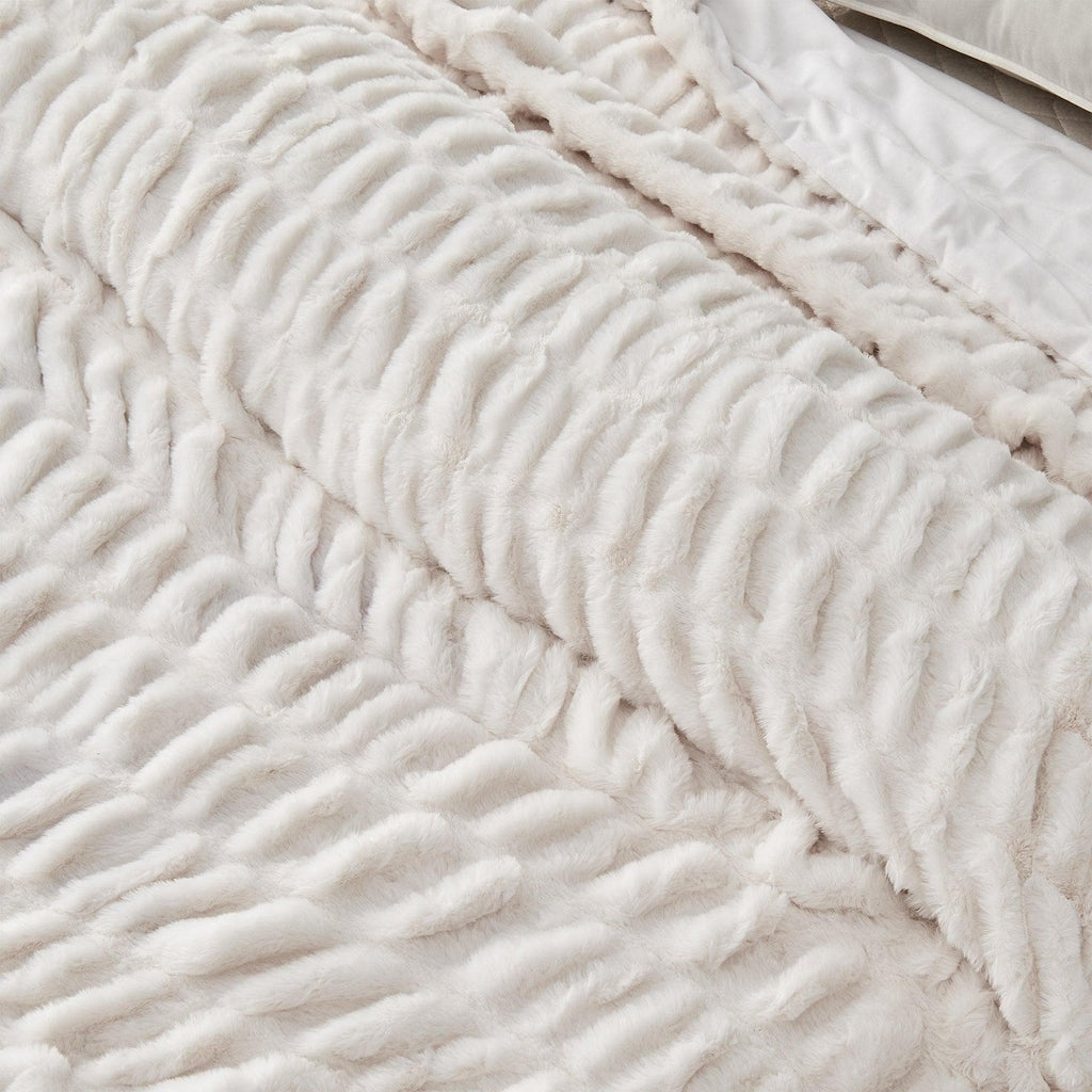 Ruched Faux Fur Throw Blanket - Alondra Collection - Rustic Avenue
