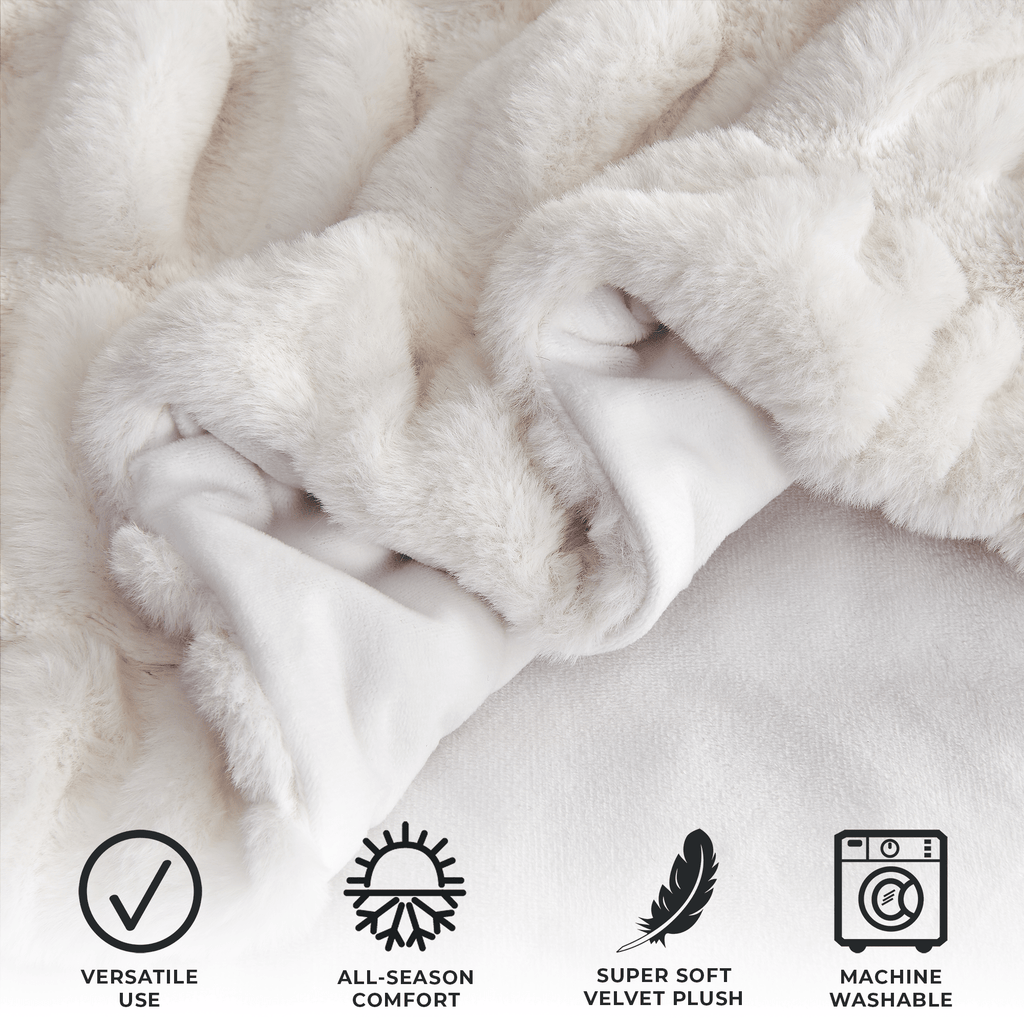 Ruched Faux Fur Throw Blanket - Alondra Collection - Rustic Avenue