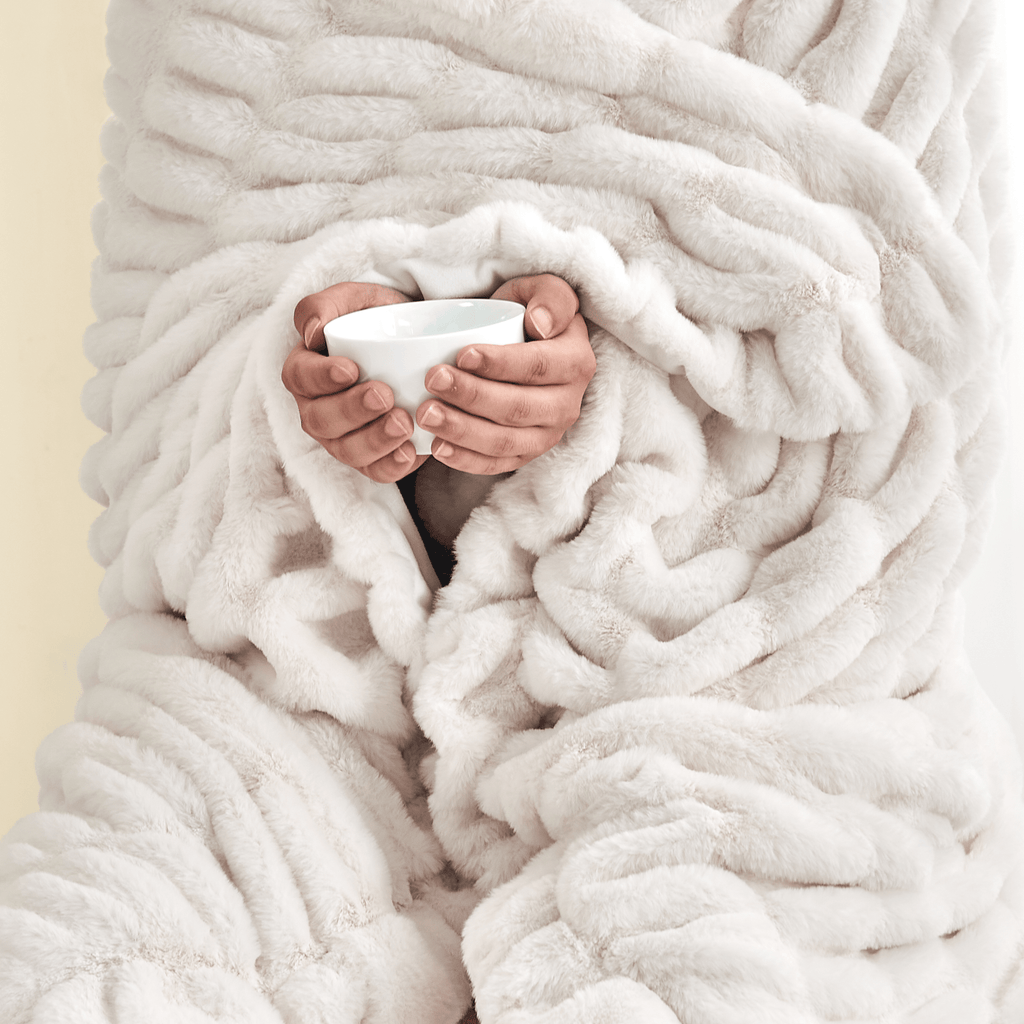 Ruched Faux Fur Throw Blanket - Alondra Collection - Rustic Avenue