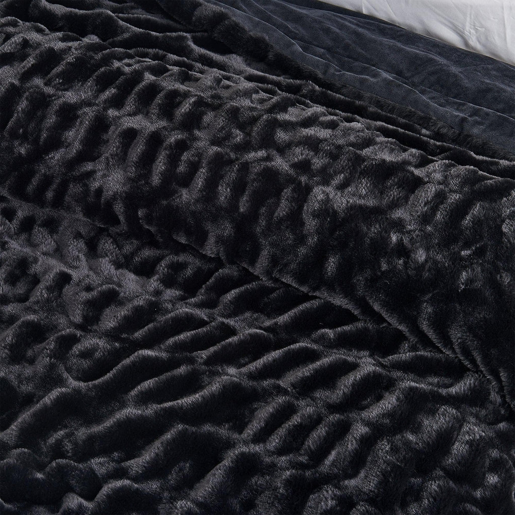 Ruched Faux Fur Throw Blanket - Alondra Collection - Rustic Avenue