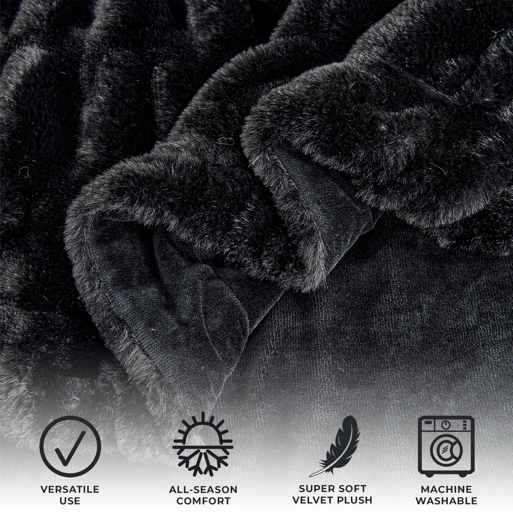 Ruched Faux Fur Throw Blanket - Alondra Collection - Rustic Avenue